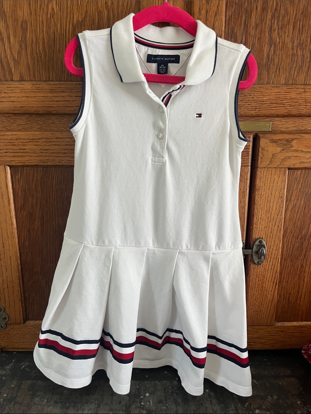 Tommy Hilfiger White Sleeveless Polo Dress with Navy & Red Trim